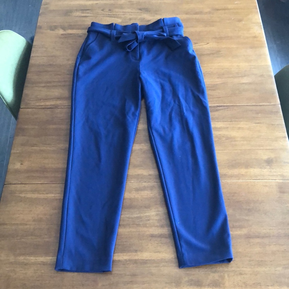 Navy blue size four paper bag pants